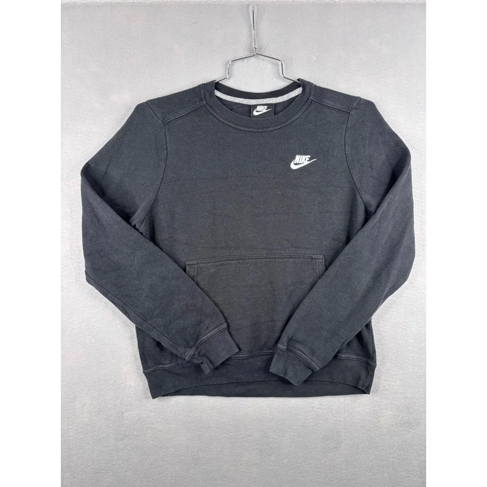 Nike Sportswear Crewneck Sweatshirt Black White Embroidered Logo
